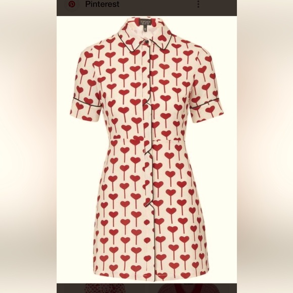 Top shop Red Heart dress with black piping - Picture 1 of 12